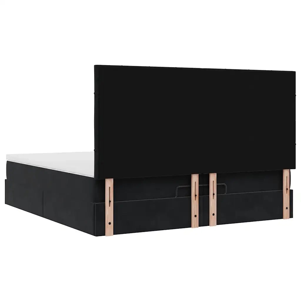Struttura Letto Pouf con Materassi Nero 200x200 cm Velluto 3314344