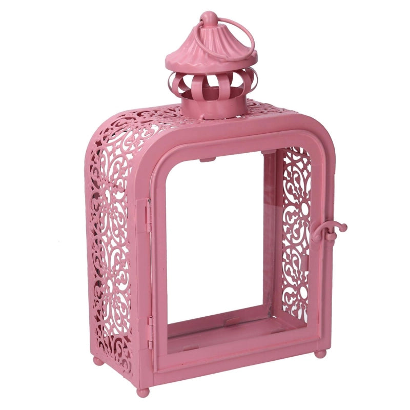 Lanterna metallo rosa cm 17x9h30,5