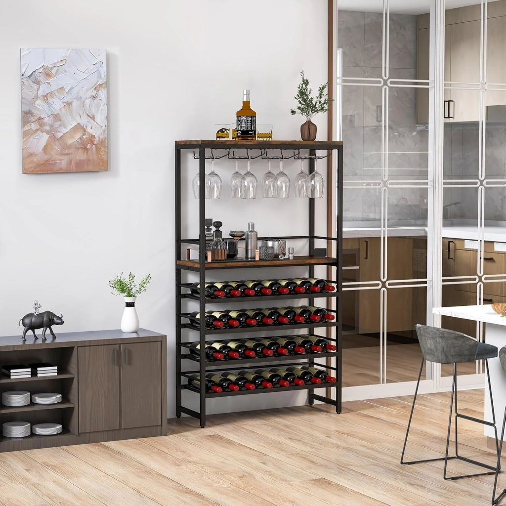 Portabottiglie per Vino Industriale da Pavimento con 4 Livelli, Cremagliera per Vino Indipendente, Scaffale per Bottiglie di Vino per Cucina, Sala da Pranzo