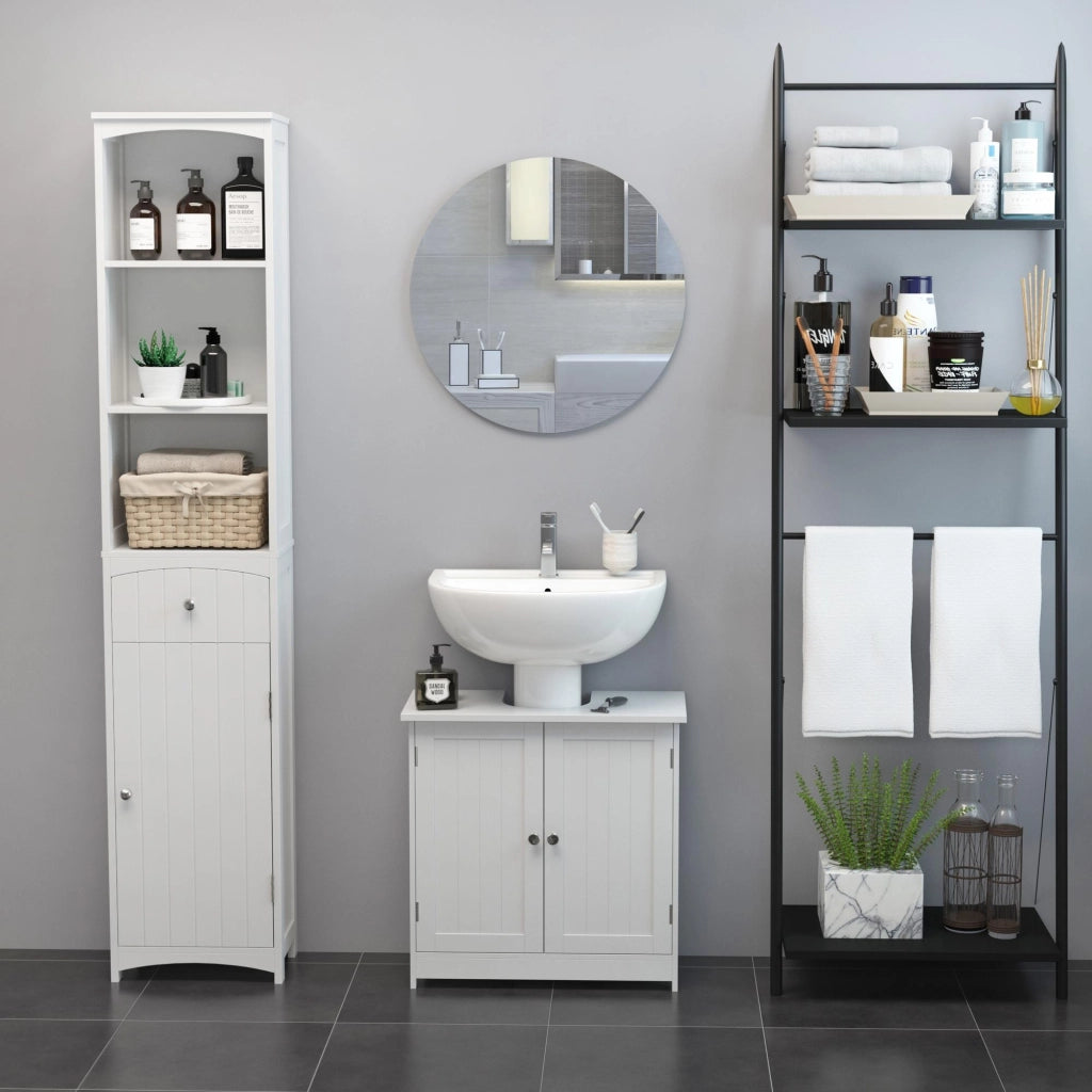 Mobiletto Bagno con 2 Ante e Ripiano Regolabile ¨C zephmum ¨C Bianco 60x30x60 cm