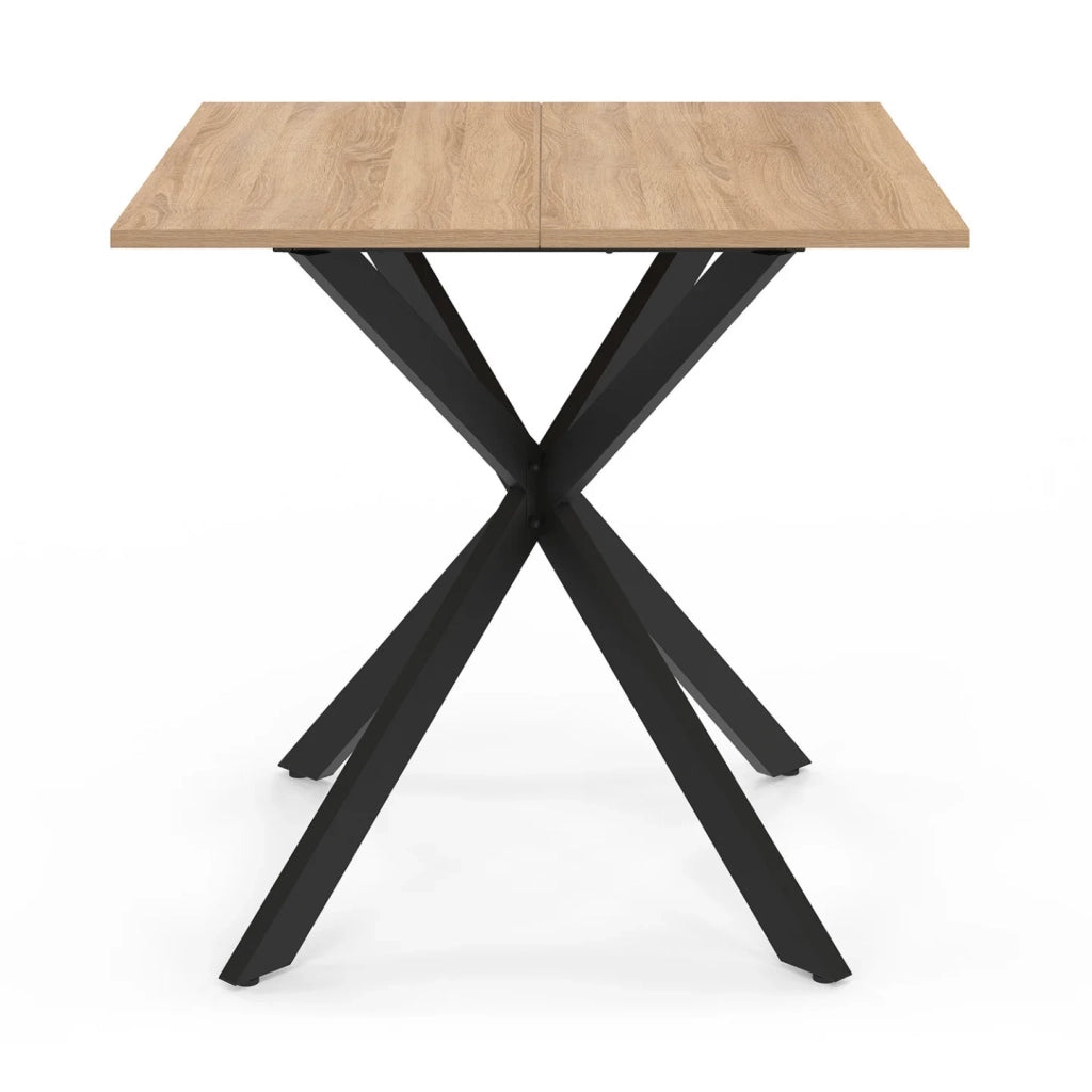 IDMarket - Tavolo da pranzo quadrato ALIX per 4 persone con gambe in legno e ragno nero 80 cm