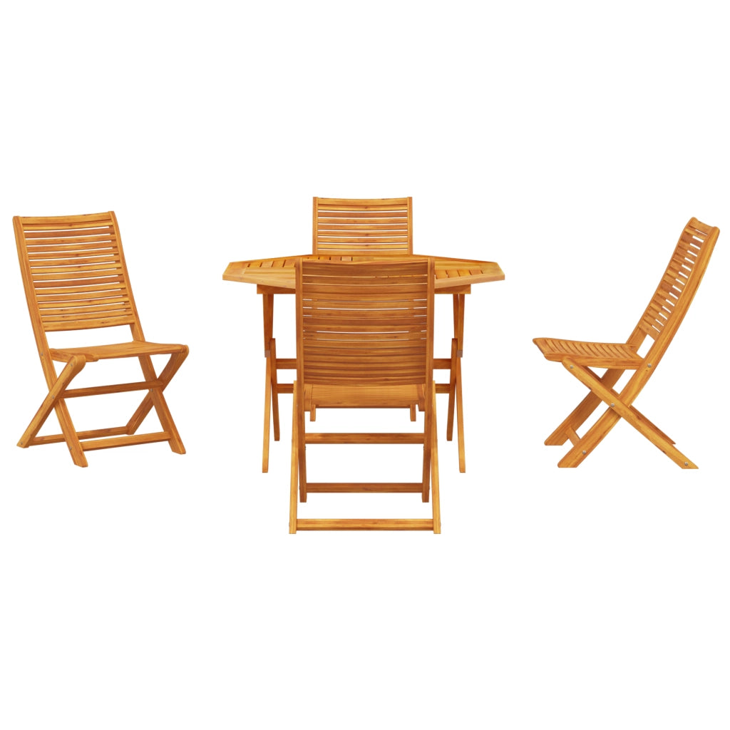 Set da pranzo da giardino 5 pezzi in legno massello di acacia