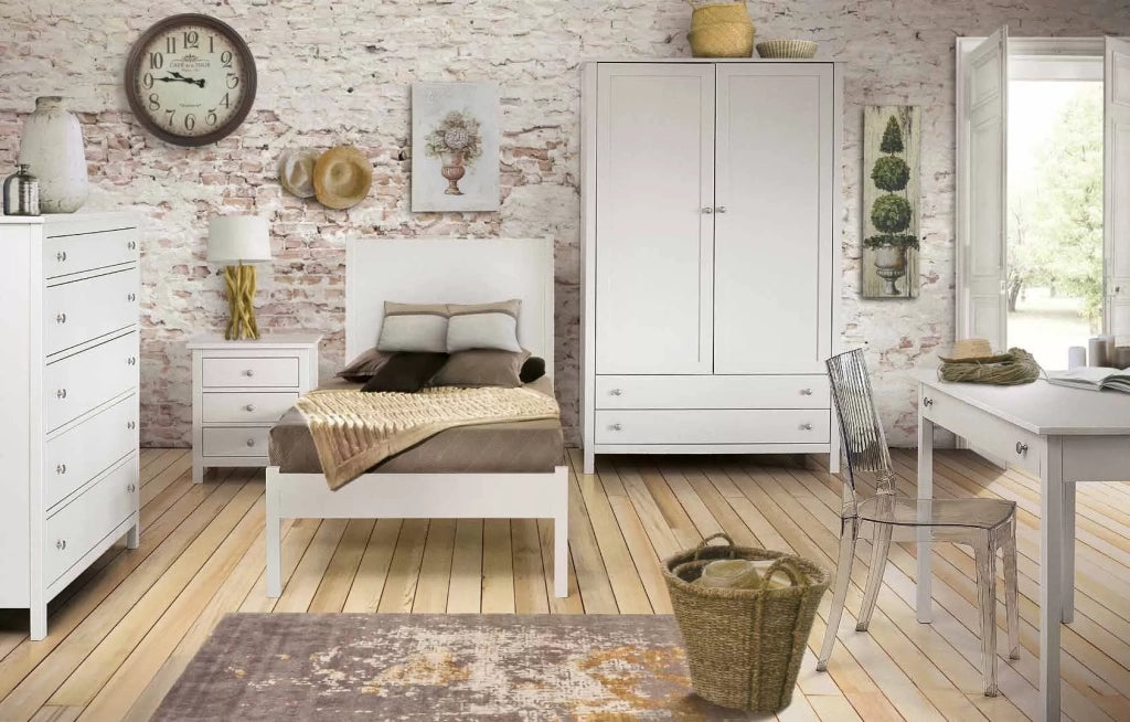 Armadio moderno 2 ante legno shabby bianco 125x61x200 (724) - Mobili 2G