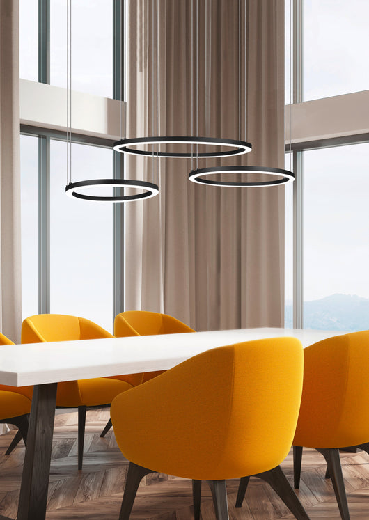 Lampada a Sospensione da Interno a LED in Metallo Nero Opaco