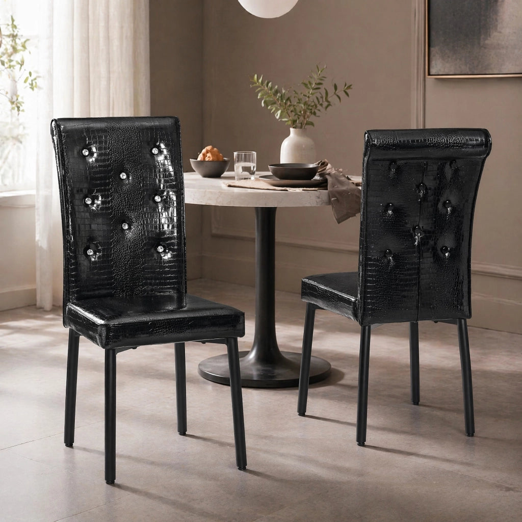 SEDIA DA PRANZO Set da 2 pezzi Nero in PVC e metallo