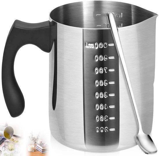 900 ml vasca per candele, pentola con scala graduata e manico e cucchiaio, pentola per candele in acciaio inossidabile, pentola per candele, kit per creare candele, pentola per creare candele, vasca per creare candele, creare candele per DIY