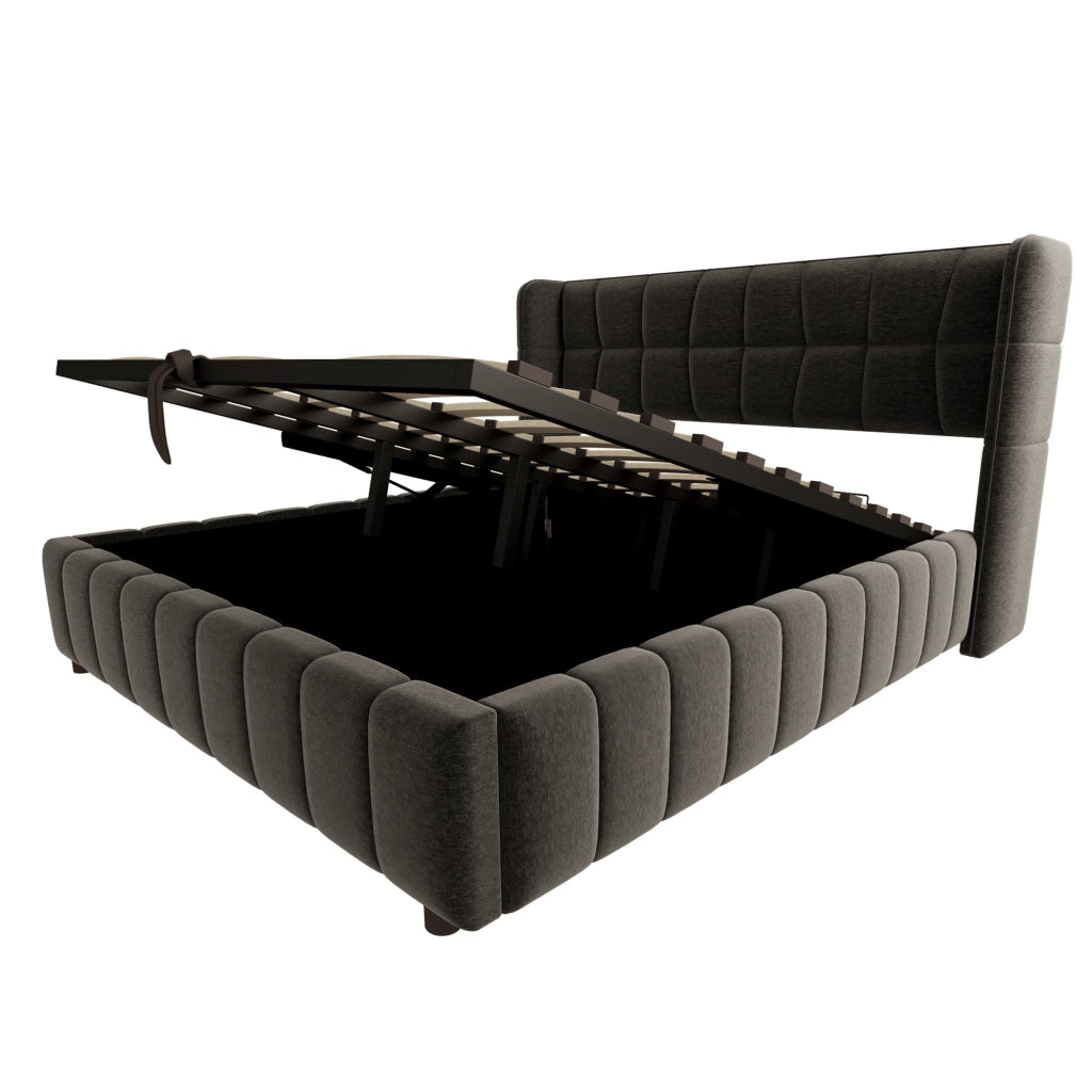 letto imbottito tessuto grigio 180 x 200 cm