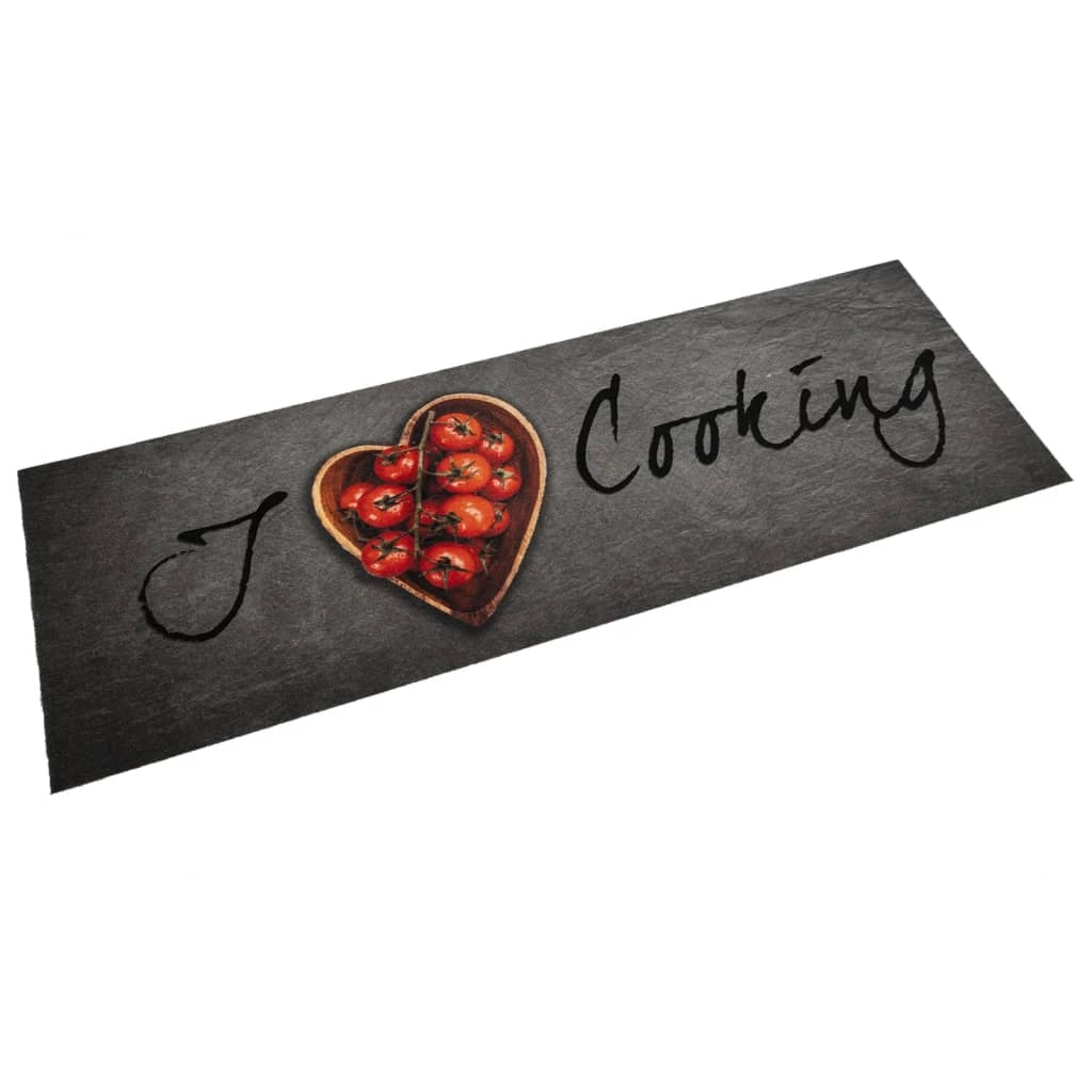 Tappetino da cucina lavabile 60 x 180 cm morbido antiscivolo design elegante in velluto nero 02_0056457