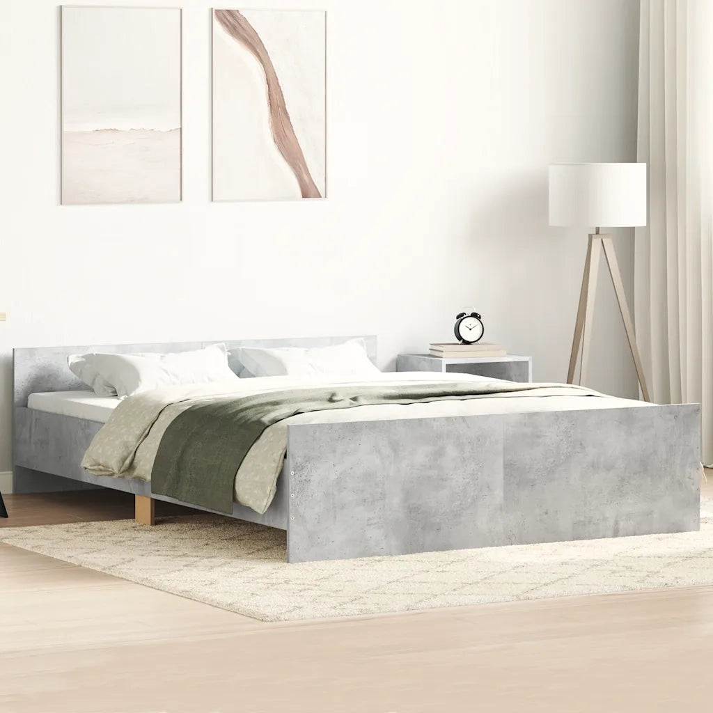 Giroletto con Testiera e Pediera-Struttura Letto Grigio Cemento 150x200 cm