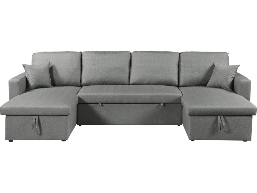 Divano letto angolare panoramico "Alain" in tessuto - 4 posti - Grigio