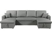 Divano letto angolare panoramico "Alain" in tessuto - 4 posti - Grigio
