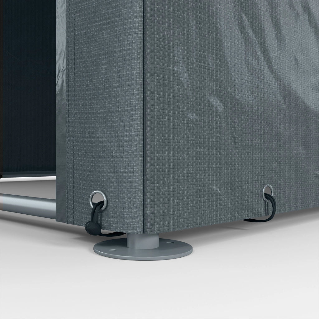 Tenda Garage 160x218x172 cm Grigio Scuro con Telo PE UV, Telaio Zincato e Porta con Cerniera