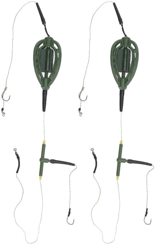 Set di alimentazione per pesci - 2 pezzi - Aletta leggera - Flessibile nylon/fibra di carbonio - Alta velocità di rilascio di zinco - Adatto per pesci carpa - Dispensatore di pasto