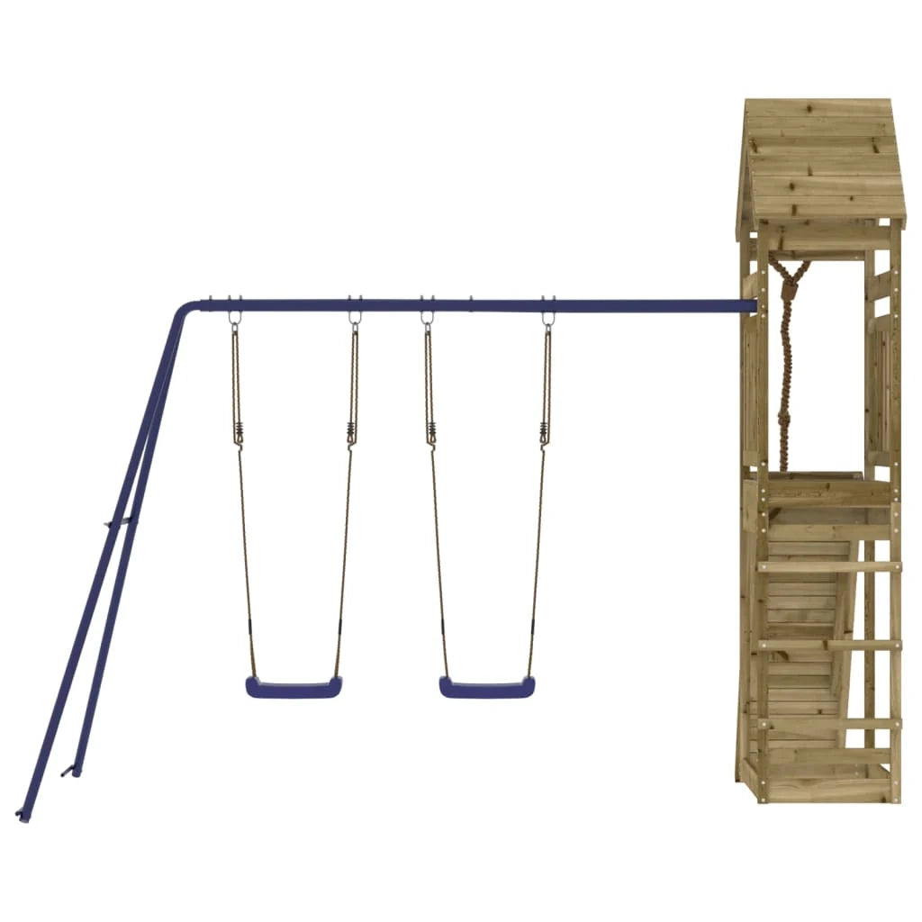 Altalene per parco giochi all'aperto scivolo altalene robuste giochi da giardino 315 x 257 x 264 cm legno di pino impregnato 02_0005036