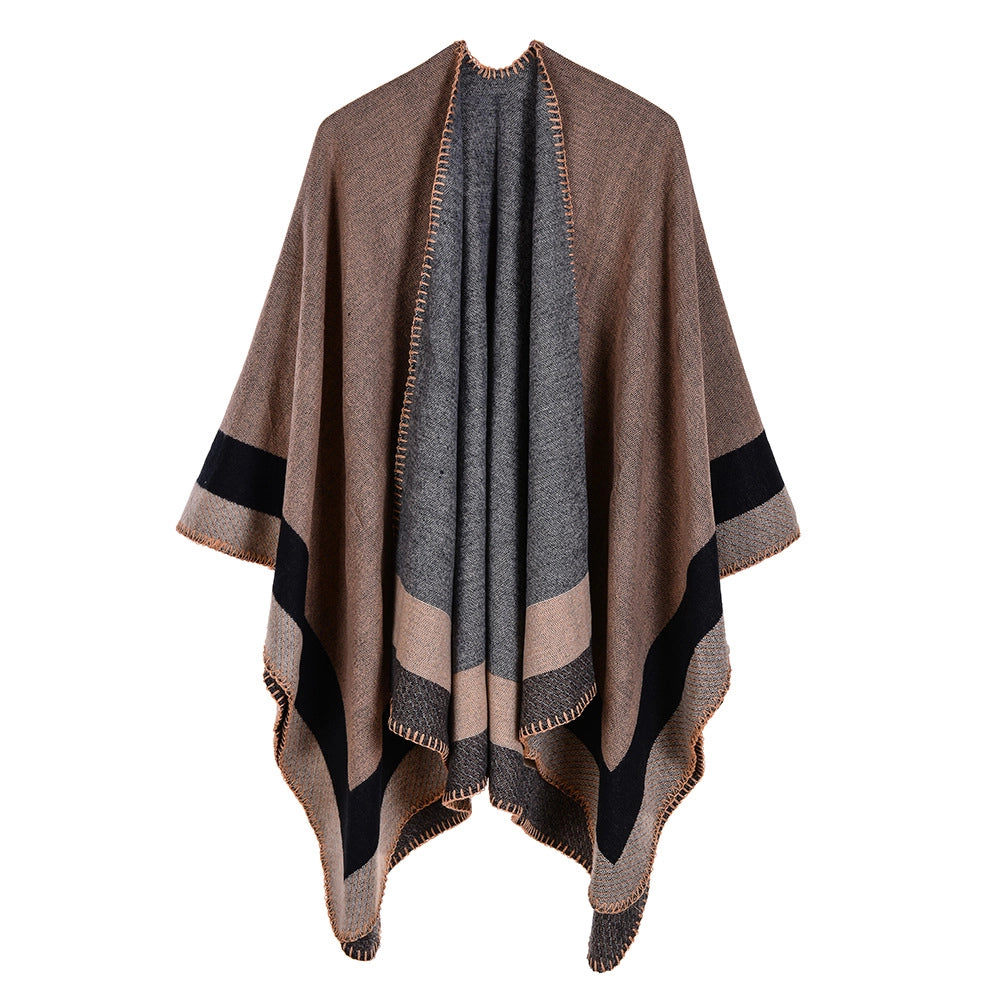 Nuovo scialle caldo geometrico con bordo jacquard