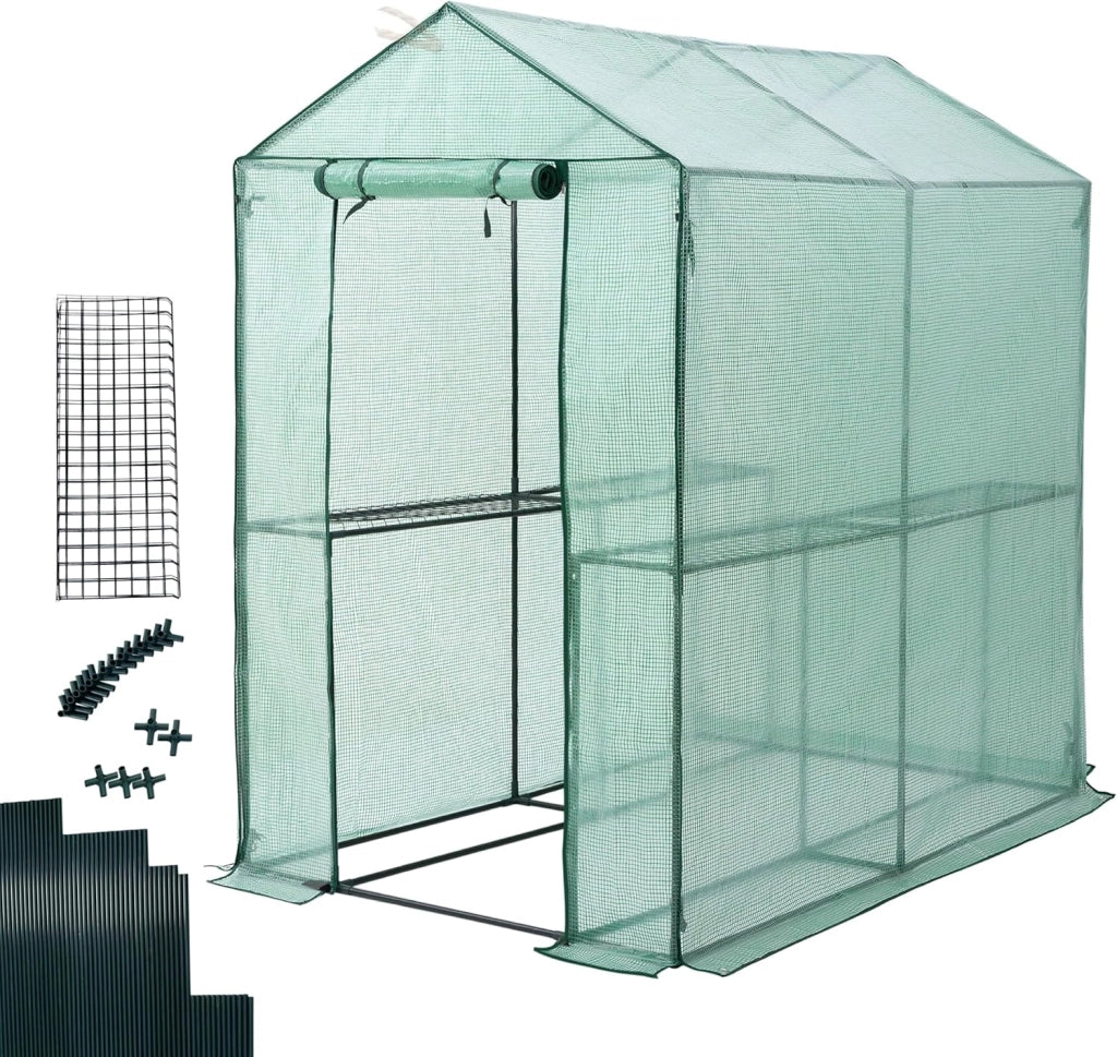 Serra da Giardino 2,23 m² 4 Ripiani Porta Arrotolabile 190x186x120cm Serre Piante Verdure
