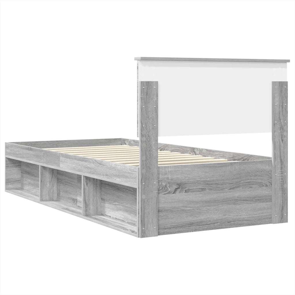 Struttura del letto con testiera Grigio Sonoma 100 x 200 cm