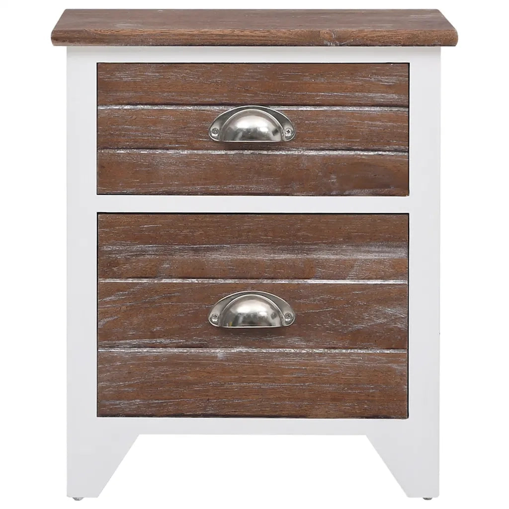 Comodini Set 2 pz con 2 Cassetti Marrone e Bianco 242042