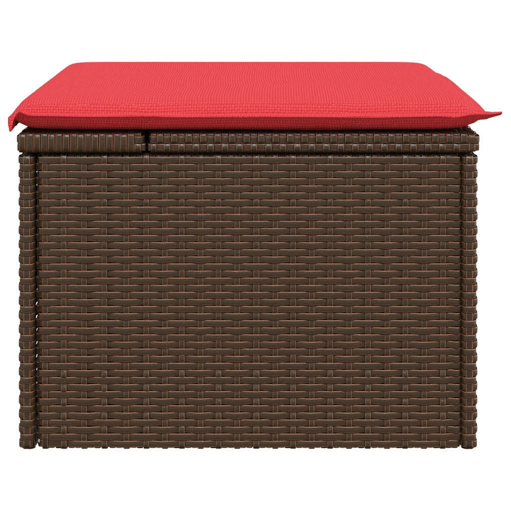 Sgabello da giardino con cuscino marrone 55x55x37 cm in polyrattan CFW3232003