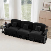 Divano 3 posti classico - Xylo - Stile mid-century, chenille, nero