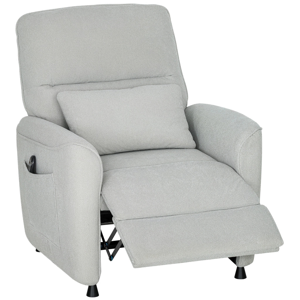 Poltrona Reclinabile con Riscaldamento 8 Punti Massaggio e 5 Modalità 88x93x102 cm in Tessuto Ciniglia Grigio Chiaro