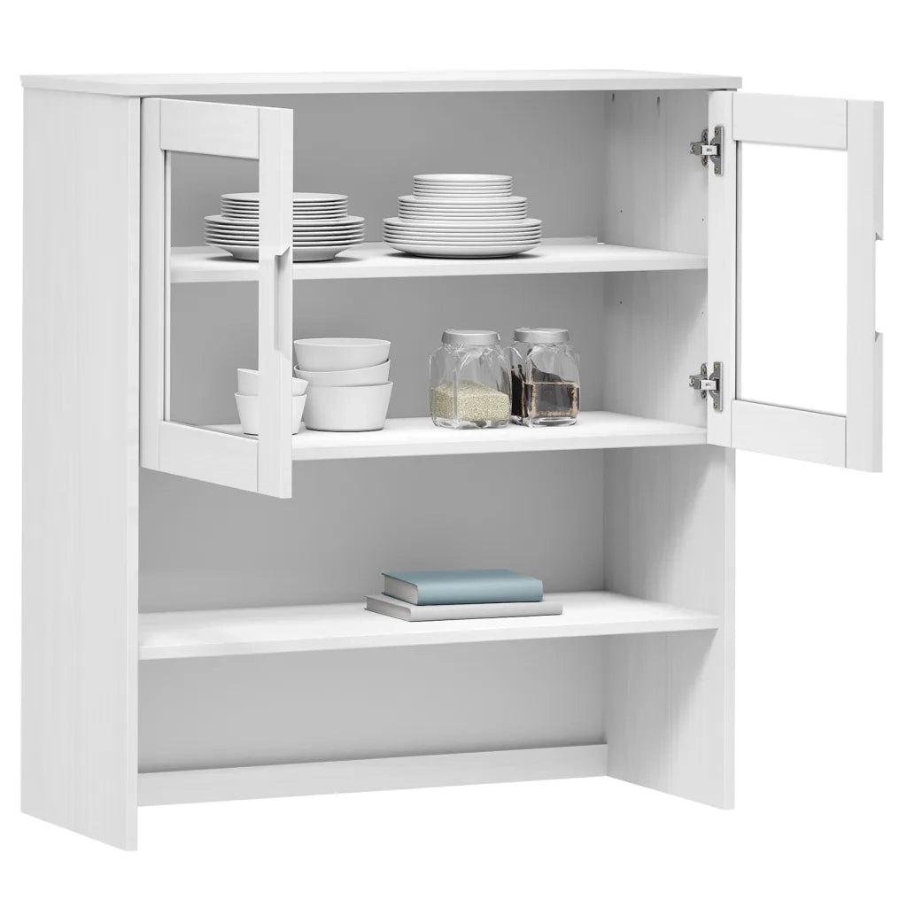 Piano Credenza | Madia | Buffet da pranzo | Armadio da pranzo MOLDE Bianco 90x35x100 cm Legno Massello di Pino