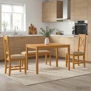 Set da pranzo 4 pz Beige Legno di Quercia Massello 3430309