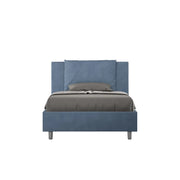 Letto imbottito 1 piazza e mezza 120x200 cm Antea - Con rete,Microfibra,Blu