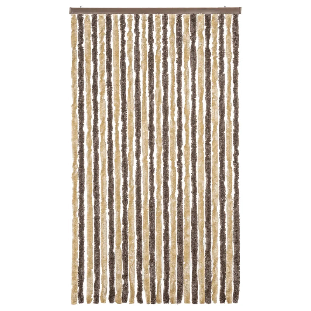 Tenda Antimosche Marrone Scuro e Beige 100x200 cm in Ciniglia CFW1629020