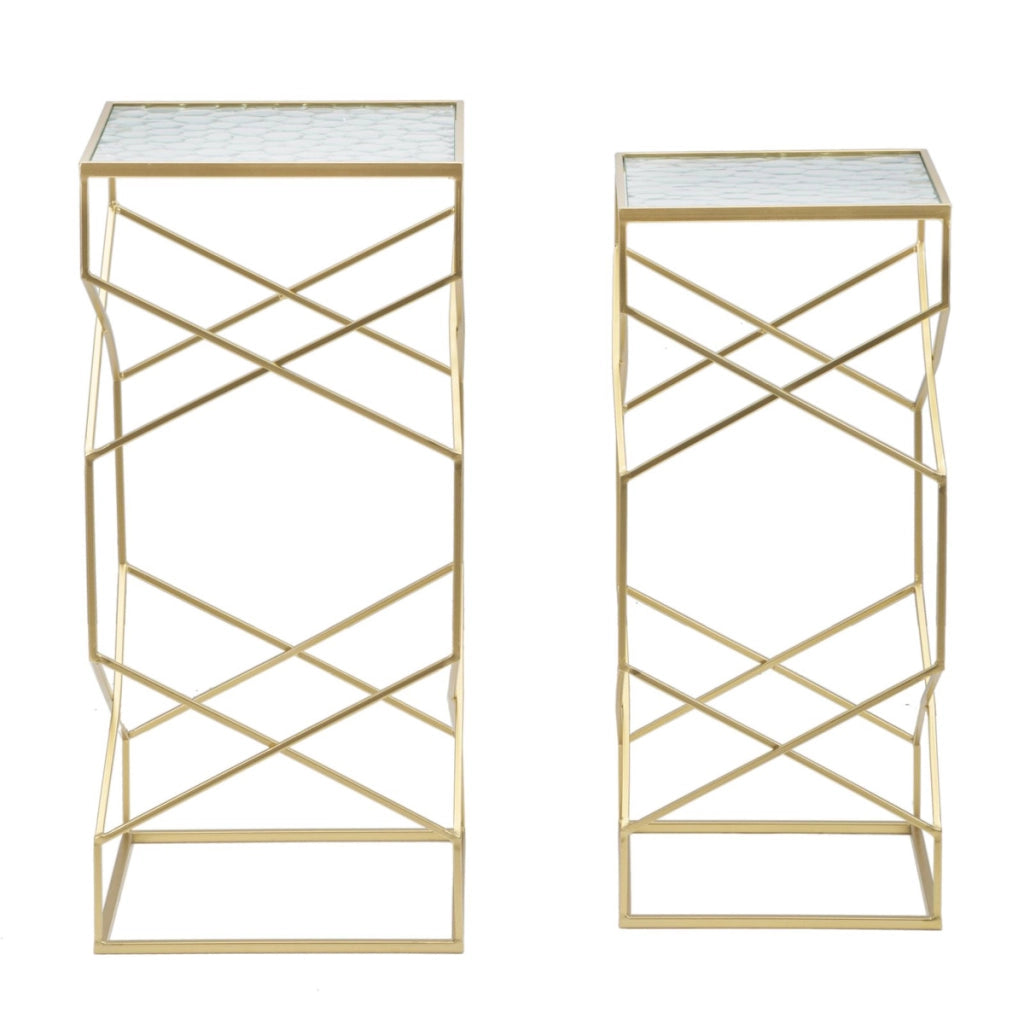 Set di Tavolini VKH565, Oro, Metallo, 31,5x31,5x68 cm