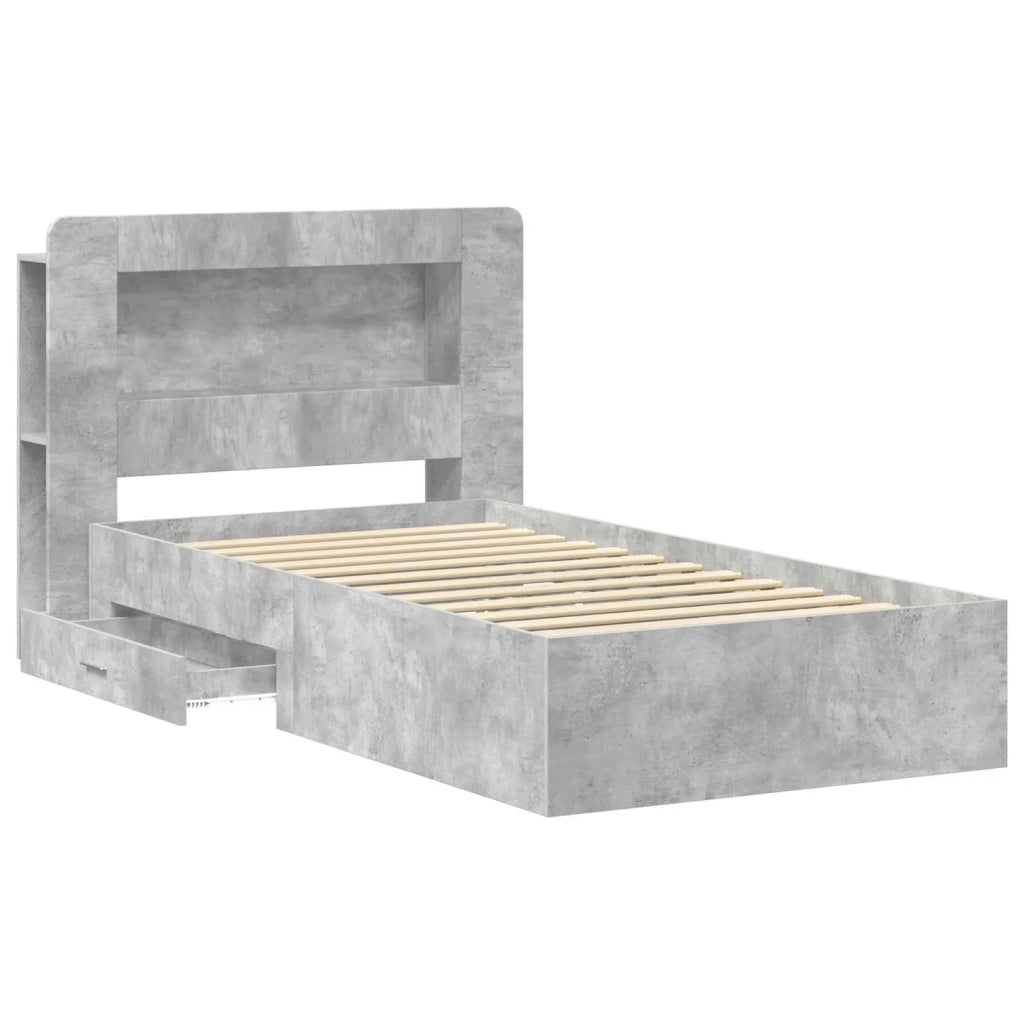 Telaio del letto con storage Grigio Cemento 75 x 190 cm