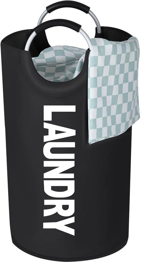 Vaso da lavanderia con maniglia, 115L, sacchetto di lavaggio pieghevole in Oxford, lavanderia impermeabile, set di lavanderia, separatore di lavaggio e contenitore di stoccaggio per la camera da letto, nero