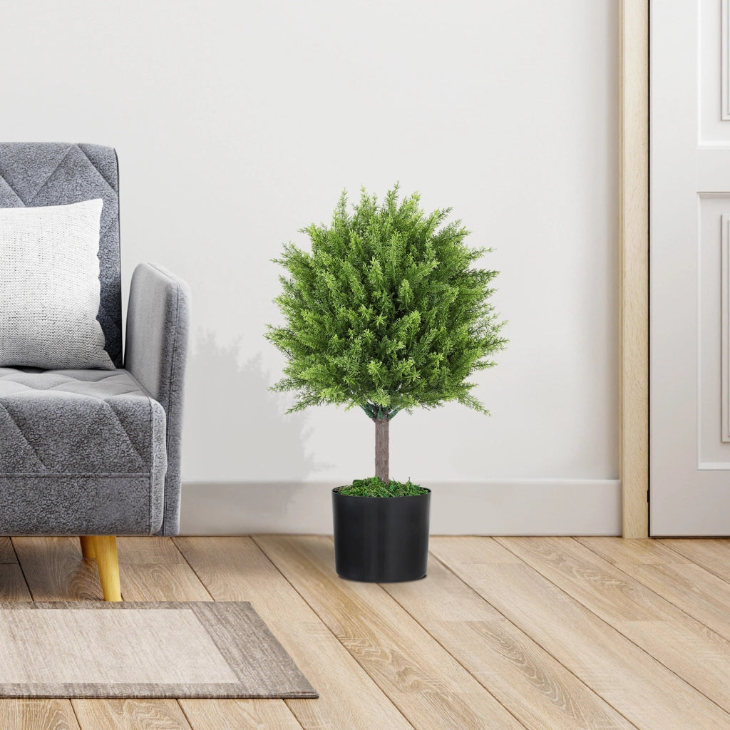 Pianta Finta Albero Cedro con Vaso Incluso per Interno ed Esterno, Altezza 55 cm, Verde