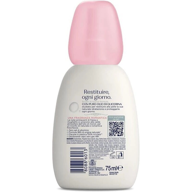 NEUTRO ROBERTS DEODORANTE SPRAY FRESCO ROSA MONOI E FRESIA CON PURO OLIO DI GLICERINA 75ML