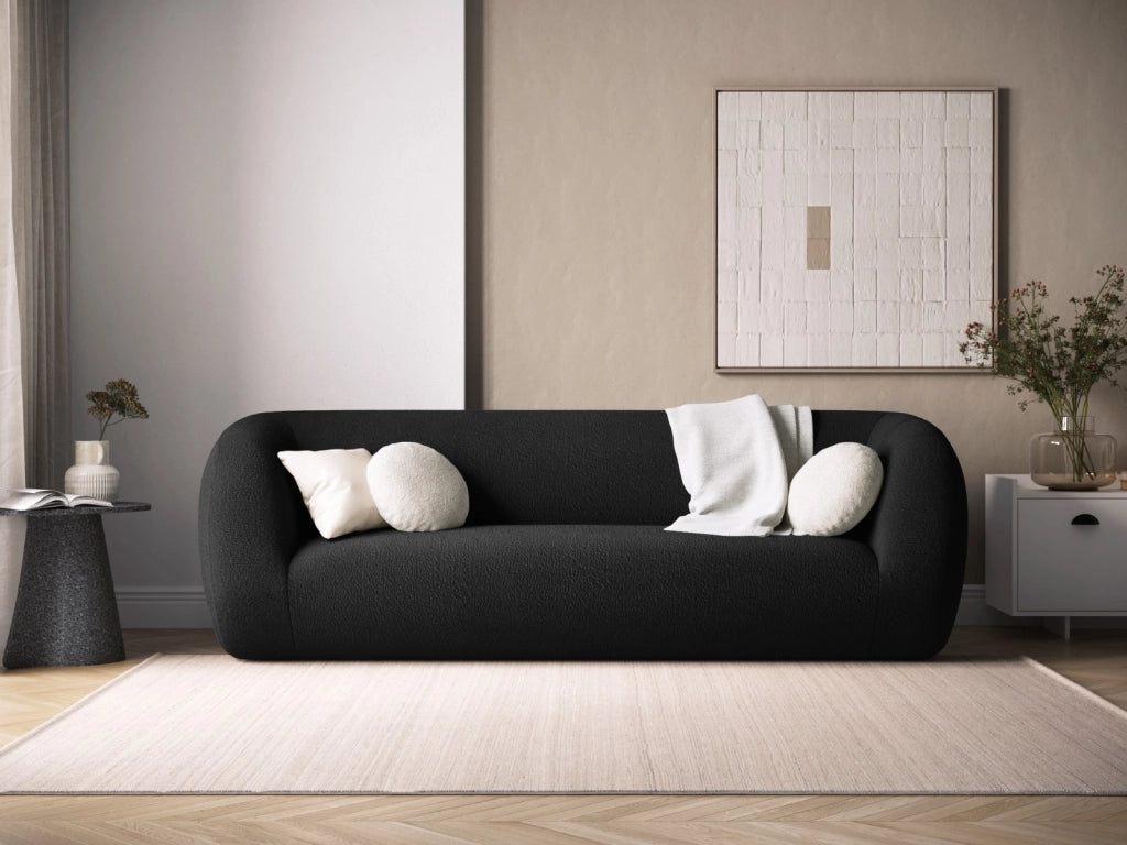 Cosmopolitan Design - Divano "Essen" 3 posti in bouclé nero 