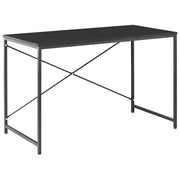 Scrivania con piano in MDF nero, gambe e struttura in ferro verniciato a polvere, per ufficio domestico, stile industriale moderno