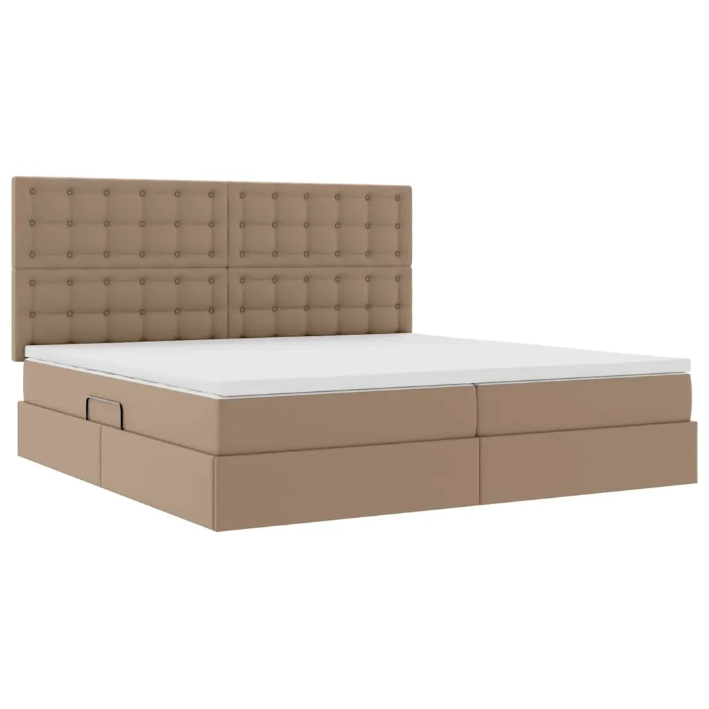 Letto con Contenitore Cappuccino 200 x 200 cm Pelle Sintetica