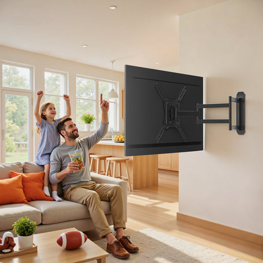 Supporto TV 23“-65”, staffa porta TV a muro orientabile con portata fino a 35 kg, braccio porta schermo salvaspazio