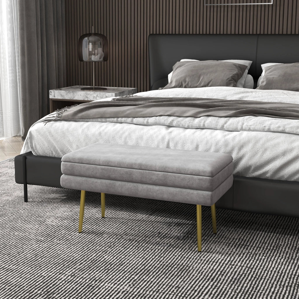 Panca Fondo Letto con Contenitore ¨C Zephmum ¨C 79.5x37.5x43 cm Grigia