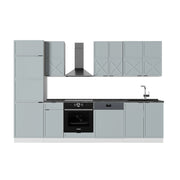 Cucina componibile Fame-Line Blu-grigio chiaro/Bianco 300 cm, PL Antracite Vicco