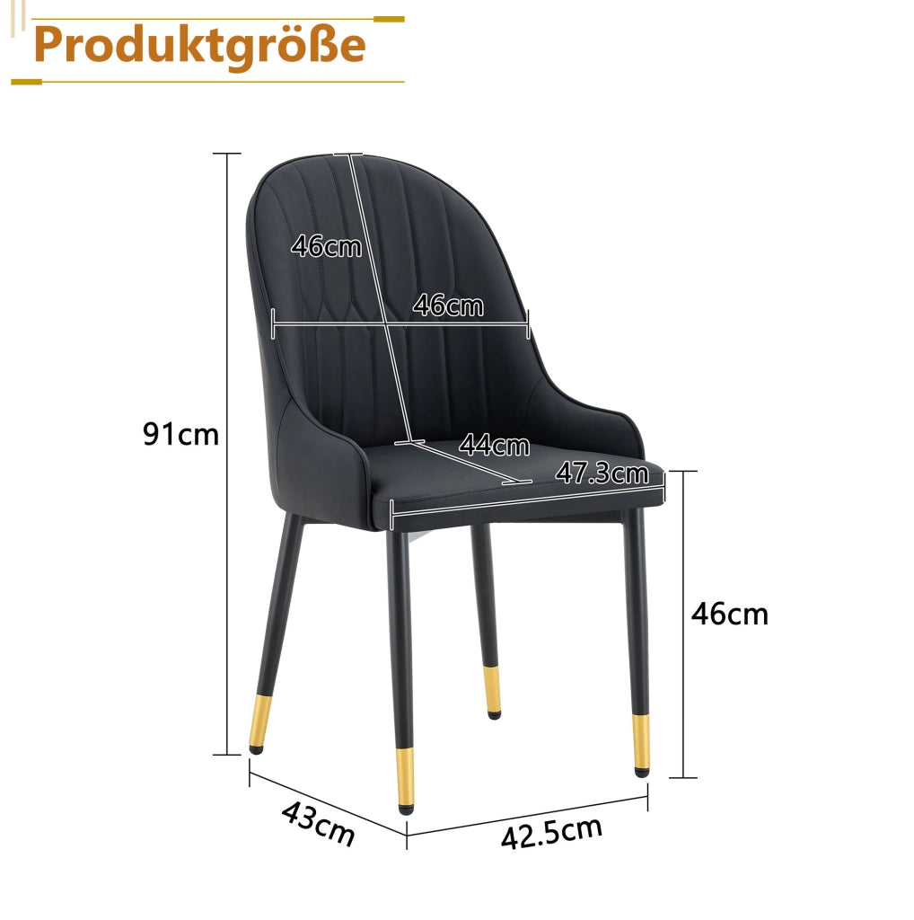 Set di 2 sedie da pranzo con schienale a fulmine in pelle PU nera