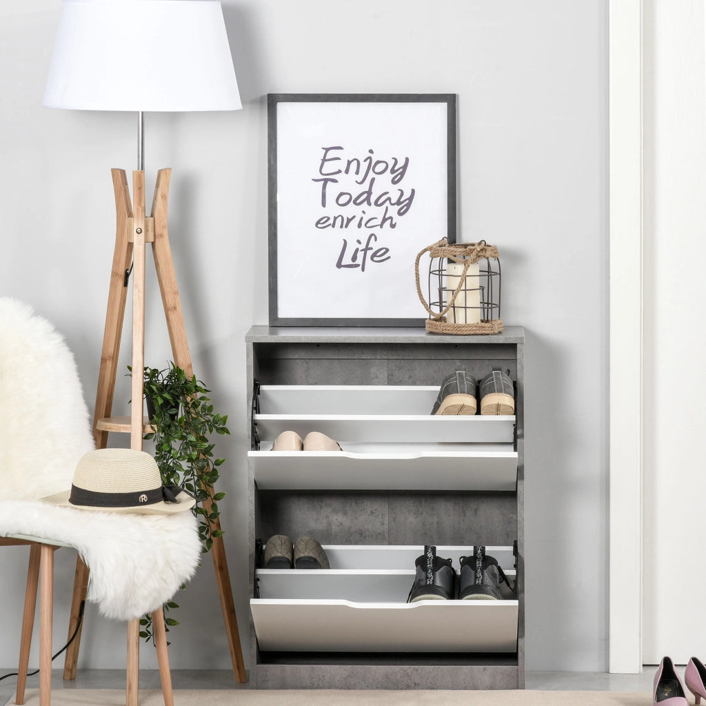 Scarpiera con ante ¨C zephmum ¨C grigio e bianco 62.5x26x81 cm