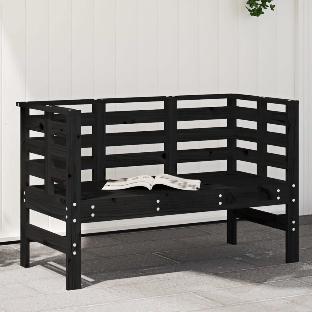 Panchina da Giardino | Panca da Giardino Nera 111,5x53x71 cm Legno Massello di Pino
