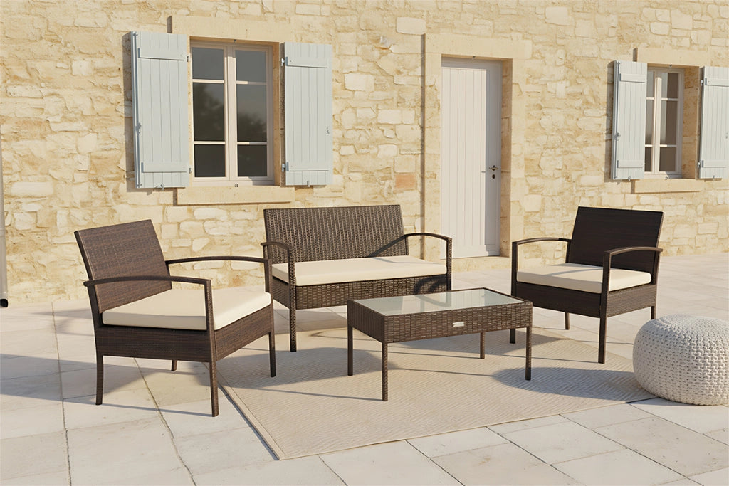 Salotto da giardino in rattan, set di divani da esterno in polyrattan marrone - Martino - RT-M09ZB