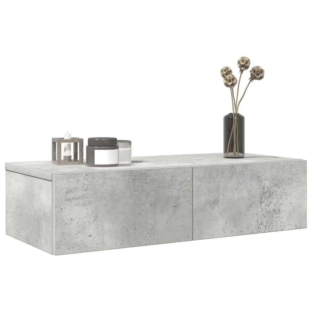 Scaffale a parete | Ripiano a parete | Mensola a parete con Cassetti Grigio 60x26,5x15 cm Truciolato