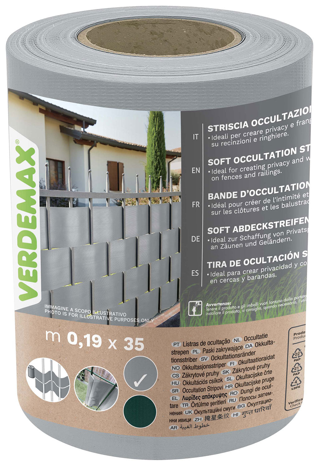 Telo di Occultazione Striscia Soft Verdemax 20x350 cm in PVC Resistente a UV Grigio