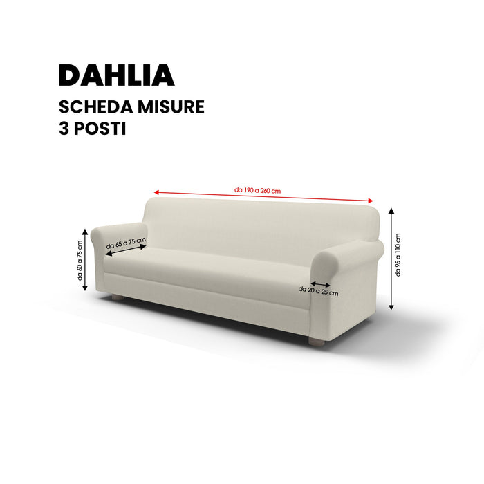 Copridivano Elasticizzato 3 Posti in Poliestere Dahlia Grigio Chiaro