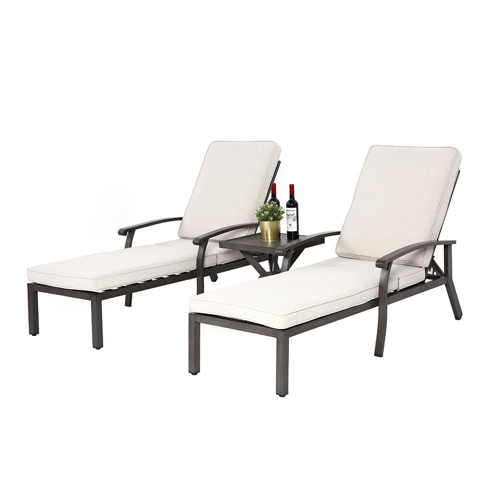 Chaise longue patio inclinabile - Xylo - Cuscino impermeabile beige