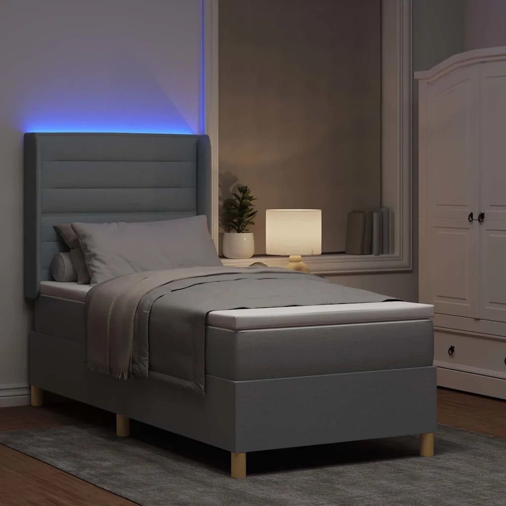 Letto a molle con testiera Grigio chiaro 100 x 200 cm Tessuto 3343616