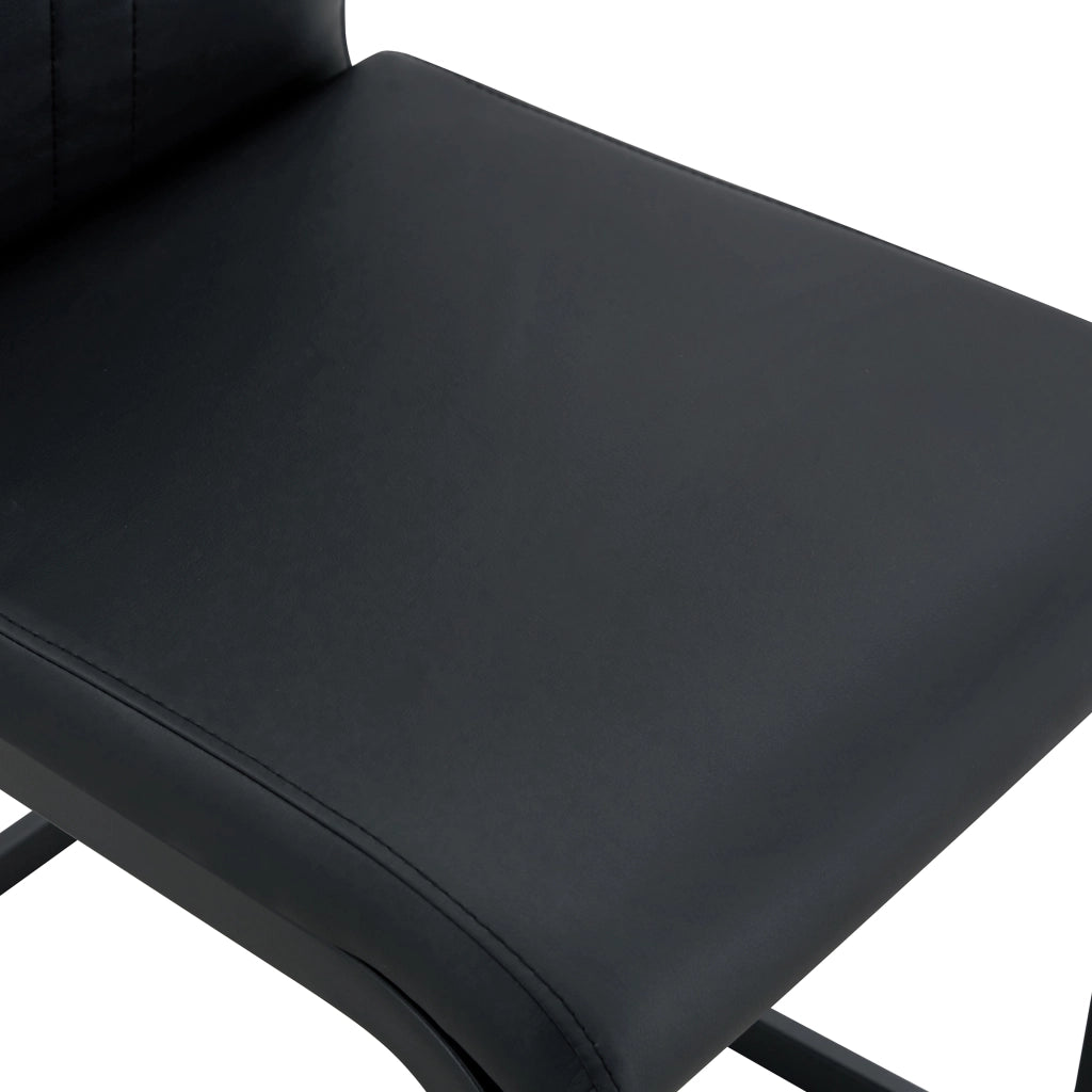 Set di 2 sedie da pranzo con schienale ergonomico e piedini antiscivolo per ufficio in similpelle nera